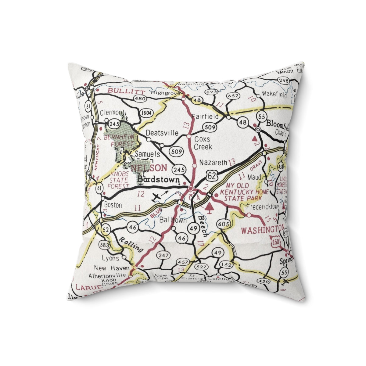 Bardstown Kentucky vintage map pillow
