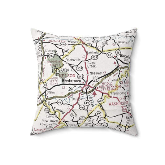 Bardstown Kentucky vintage map pillow