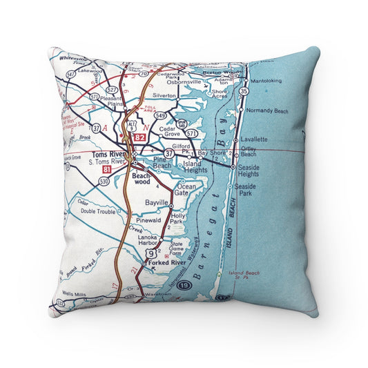 Barnegat Bay New Jersey vintage map pillow