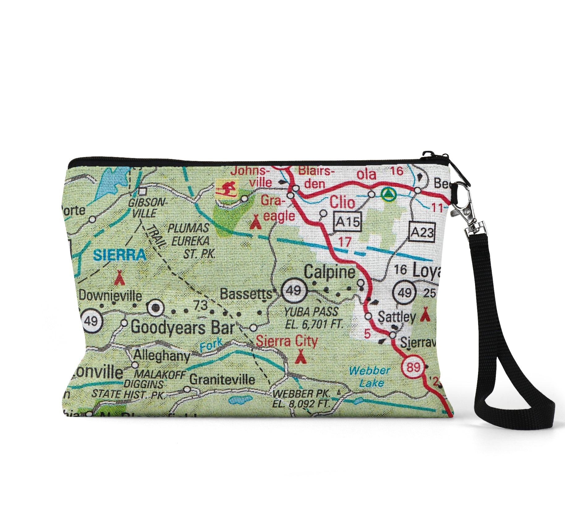 Bassetts California map wristlet travel pouch