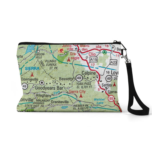Bassetts California map wristlet travel pouch