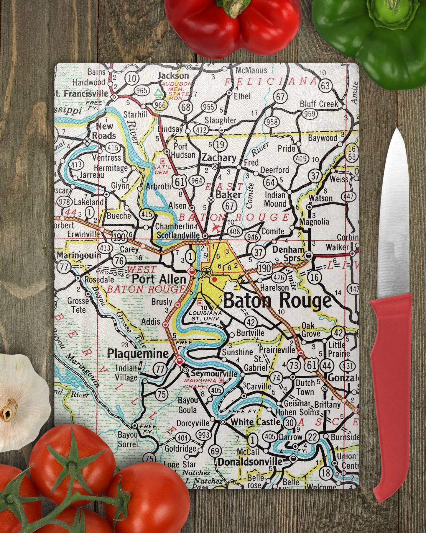Baton Rouge Louisiana Map Cutting Board | Travel Gift | Kitchen Decor