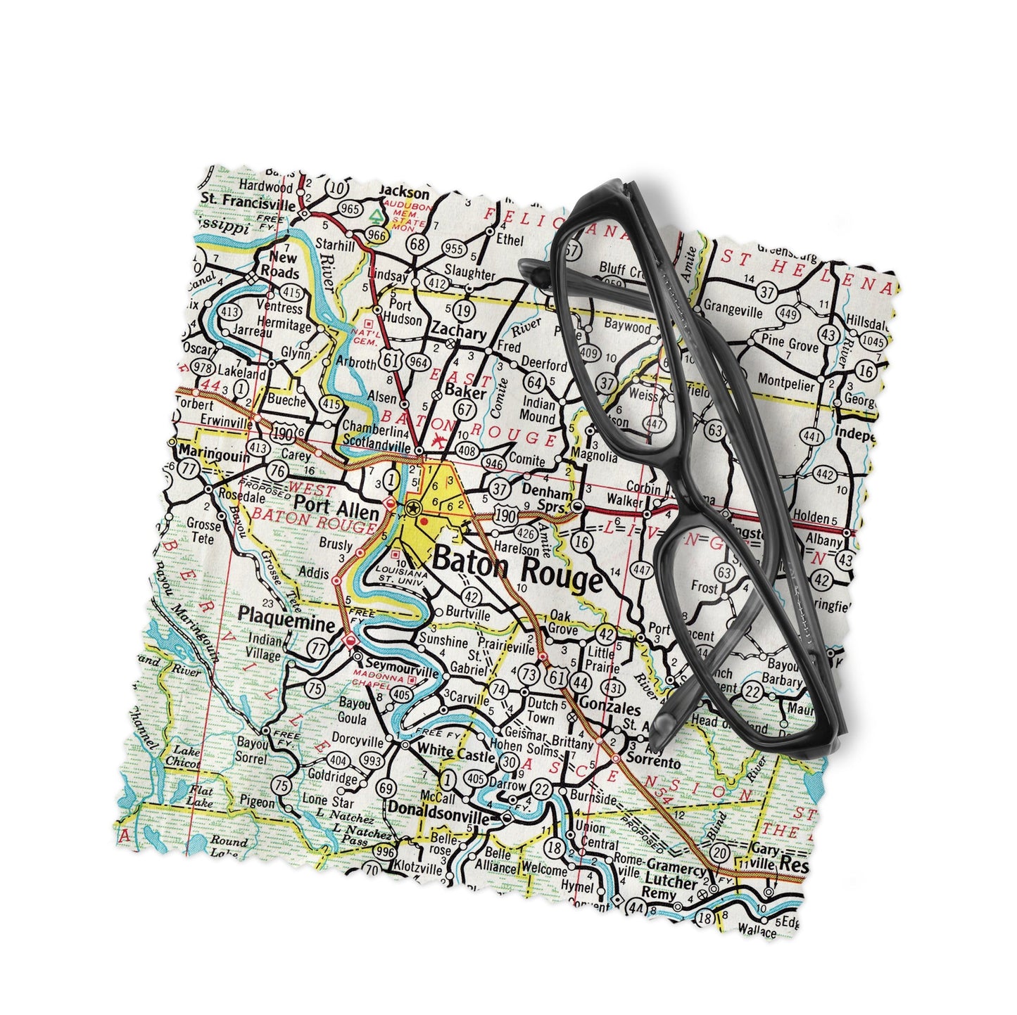 Baton Rouge Louisiana Map Lens Cloth | Glasses Cleaner | Travel Gift