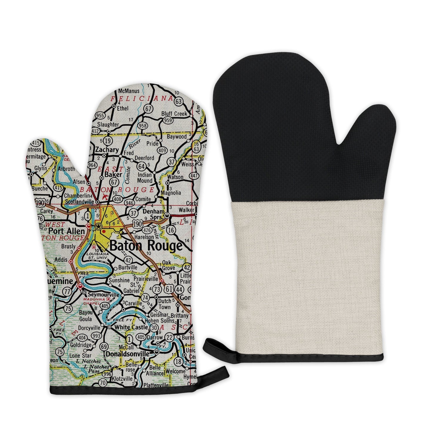 Baton Rouge, Louisiana Map Oven Mitt | Vintage-Inspired Kitchen Gift