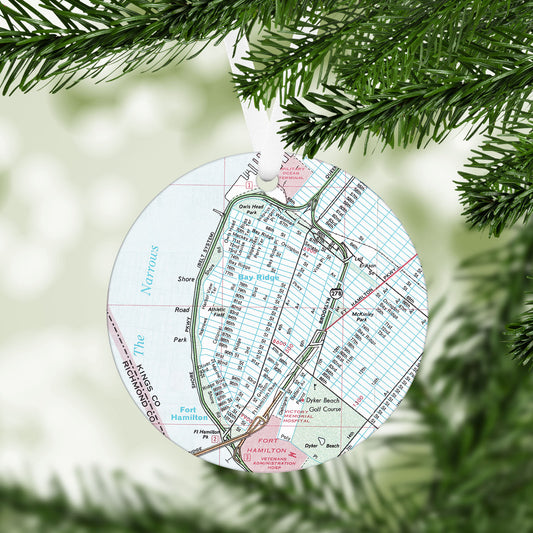 Bay Ridge, Brooklyn Vintage Map Ornament