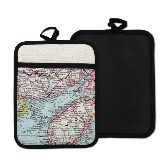 Bay of Fundy Map Hot Pad | Vintage Bay of Fundy Kitchen Pot Holder | Travel Gift