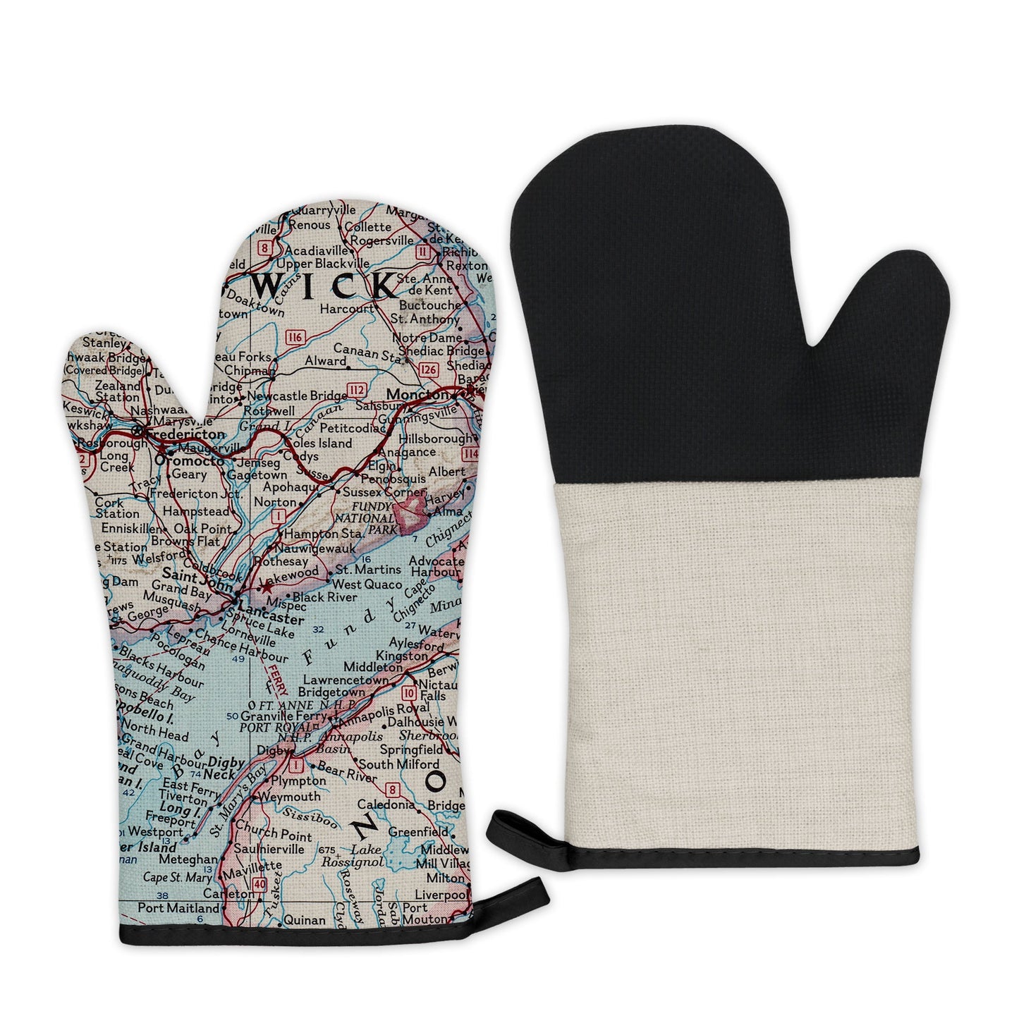 Bay of Fundy Map Oven Mitt | Vintage-Inspired Kitchen Gift
