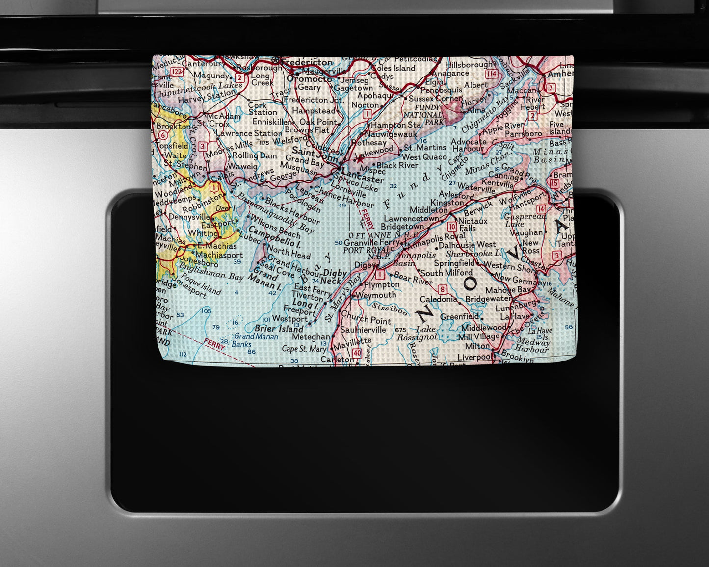 Bay of Fundy Map Tea Towel | Waffle-Weave Kitchen Towel Gift