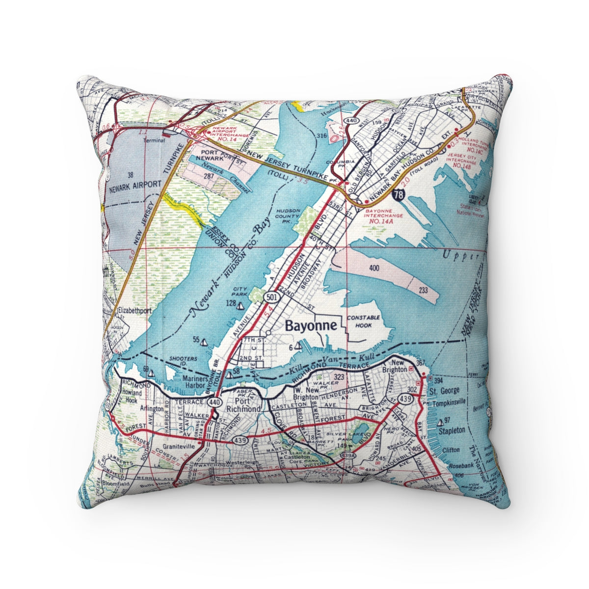 Bayonne New Jersey vintage map pillow