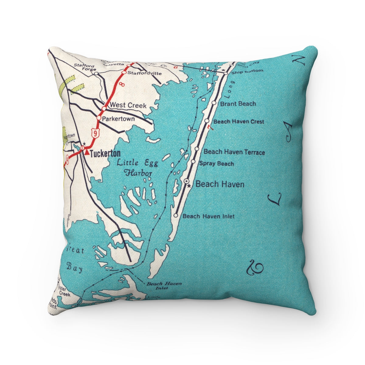 Beach Haven New Jersey vintage map pillow