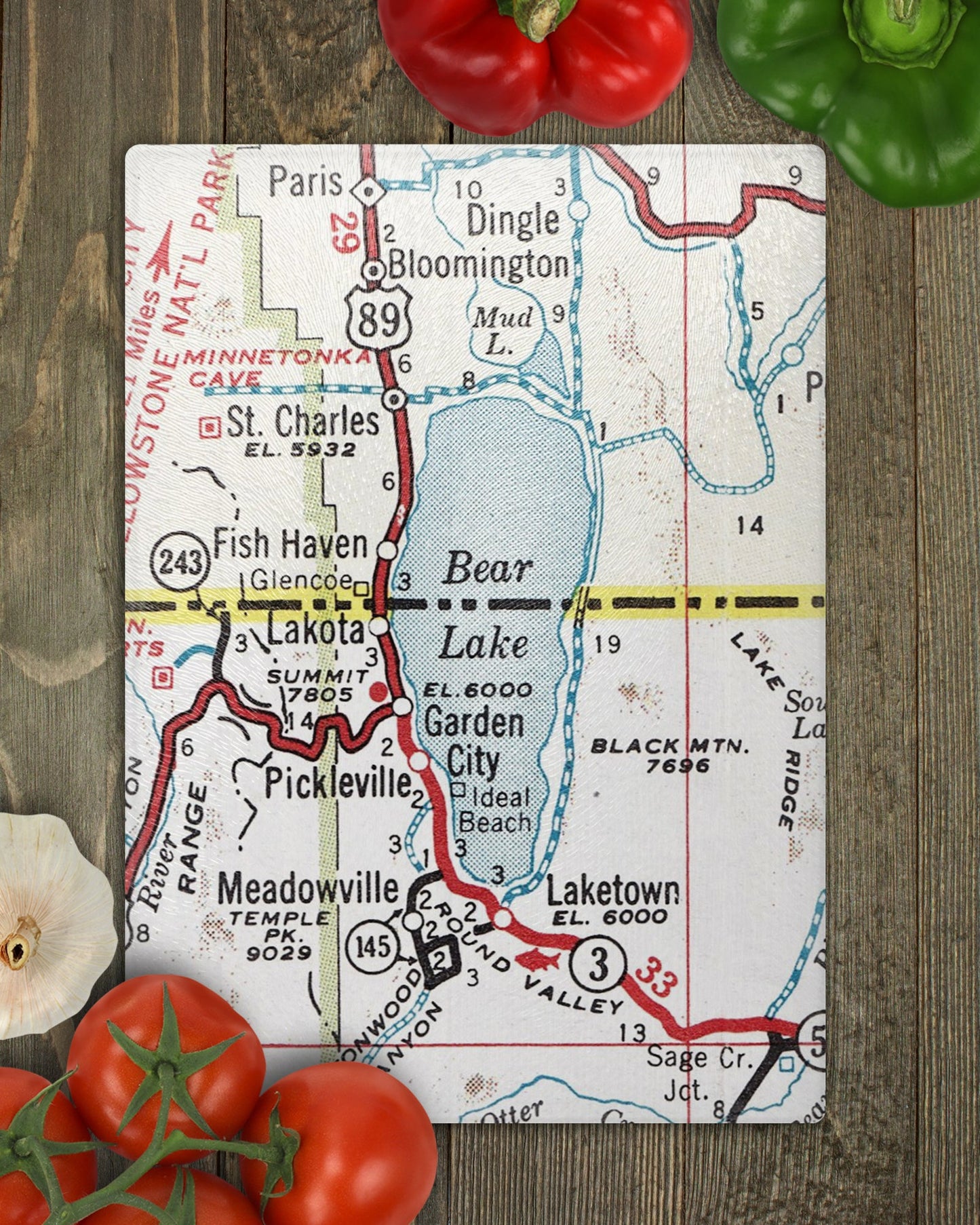 Bear Lake Utah Map Cutting Board | Travel Gift | Kitchen Decor