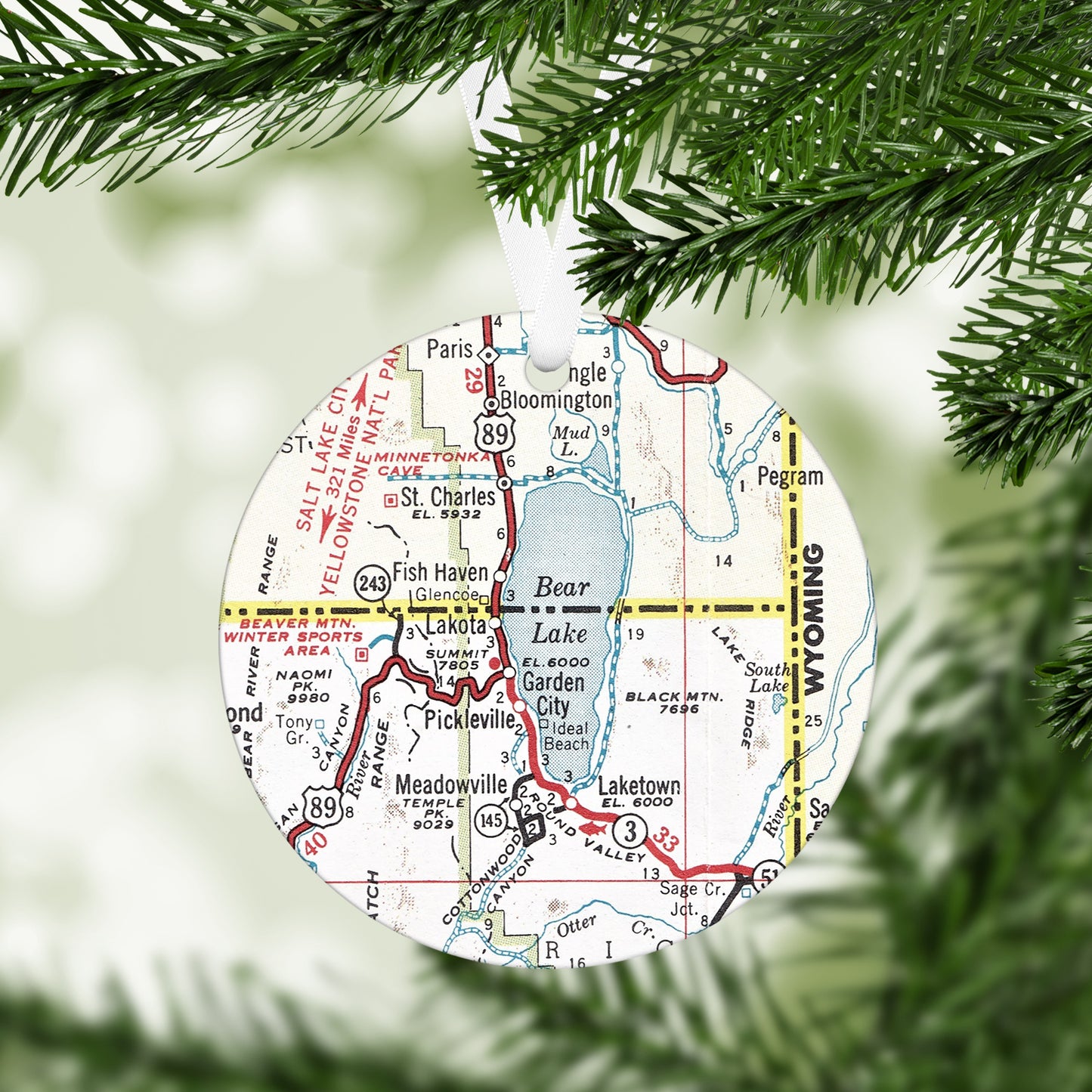 Bear Lake Utah Vintage Map Ornament
