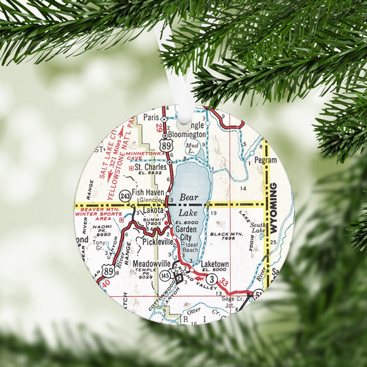 Bear Lake Utah Vintage Map Ornament