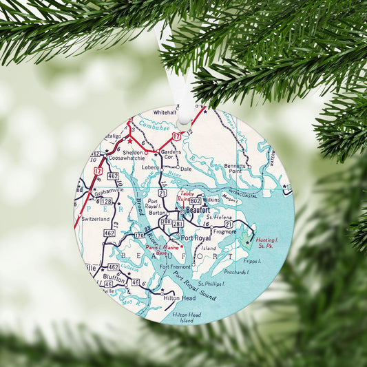 Beaufort South Carolina Vintage Map Ornament