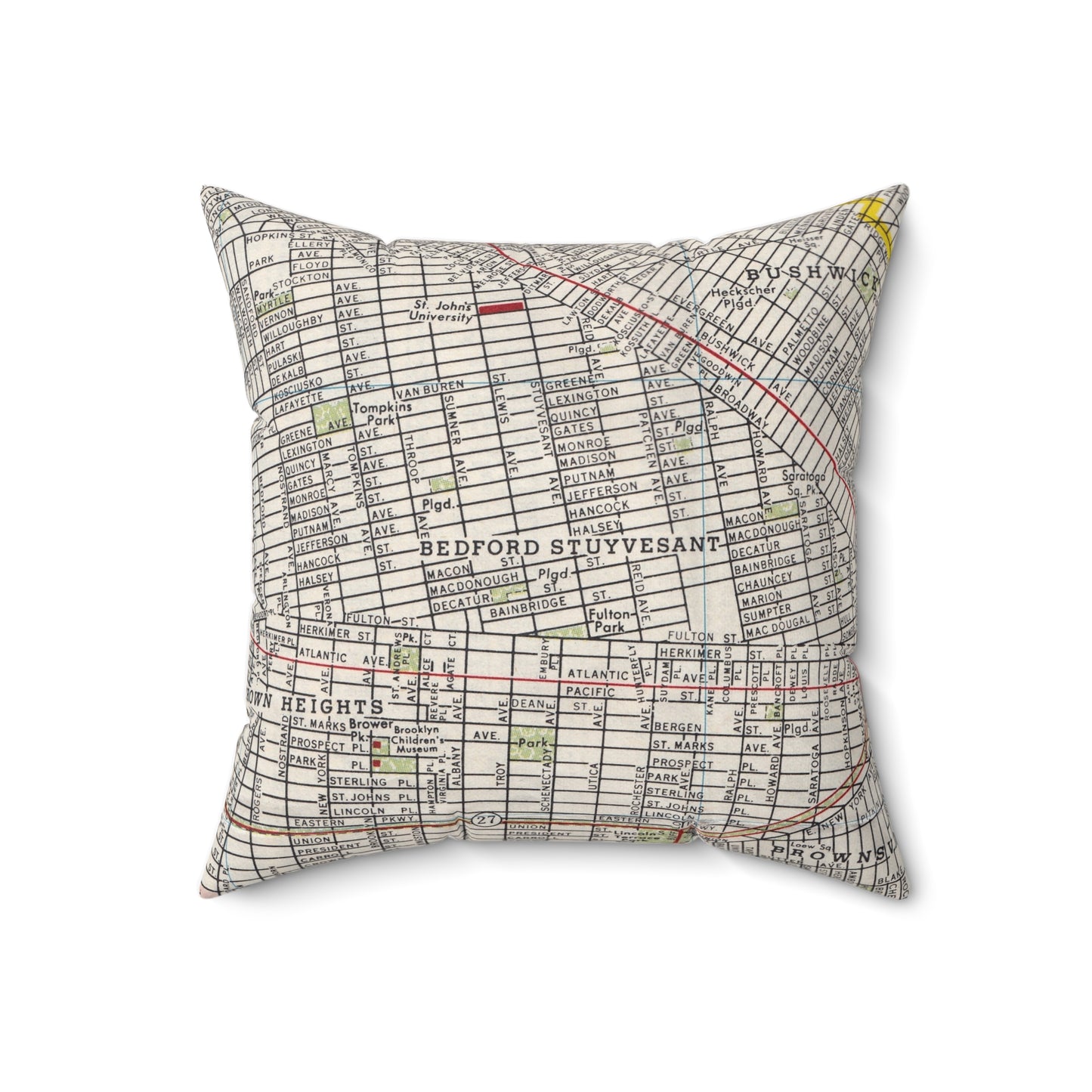Bedford-Stuyvesant New York vintage map pillow
