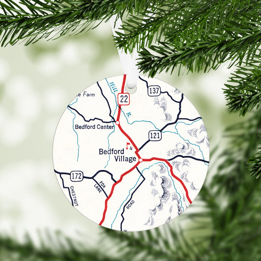 Bedford New York Vintage Map Ornament