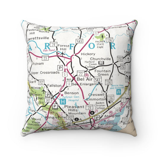 Bel Air Maryland vintage map pillow