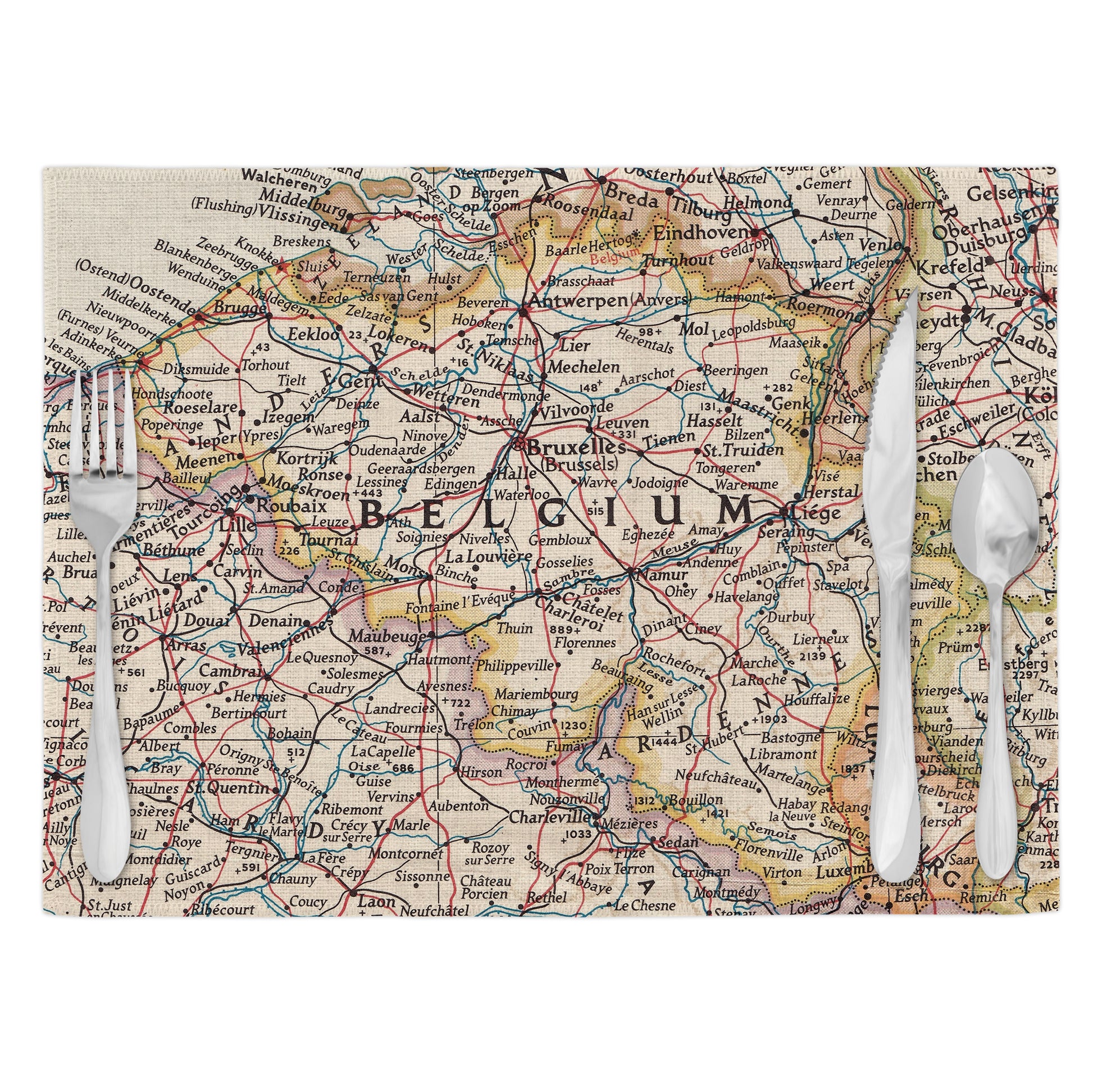 Belgium Vintage Map Placemats Set of 4