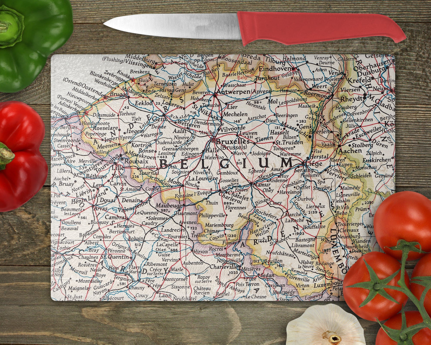 Belgium Map Cutting Board | Travel Gift | Kitchen Decor