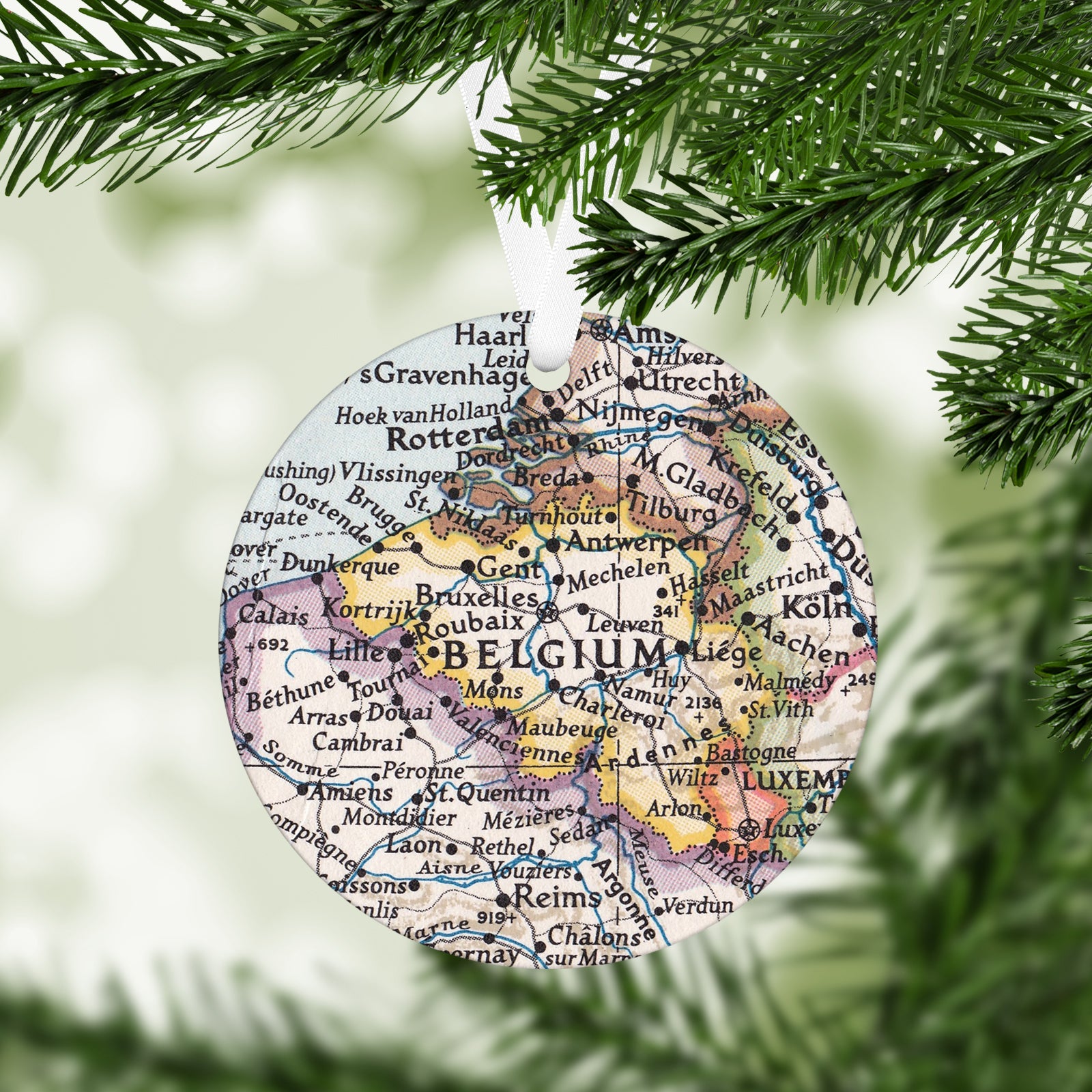 Belgium Vintage Map Ornament