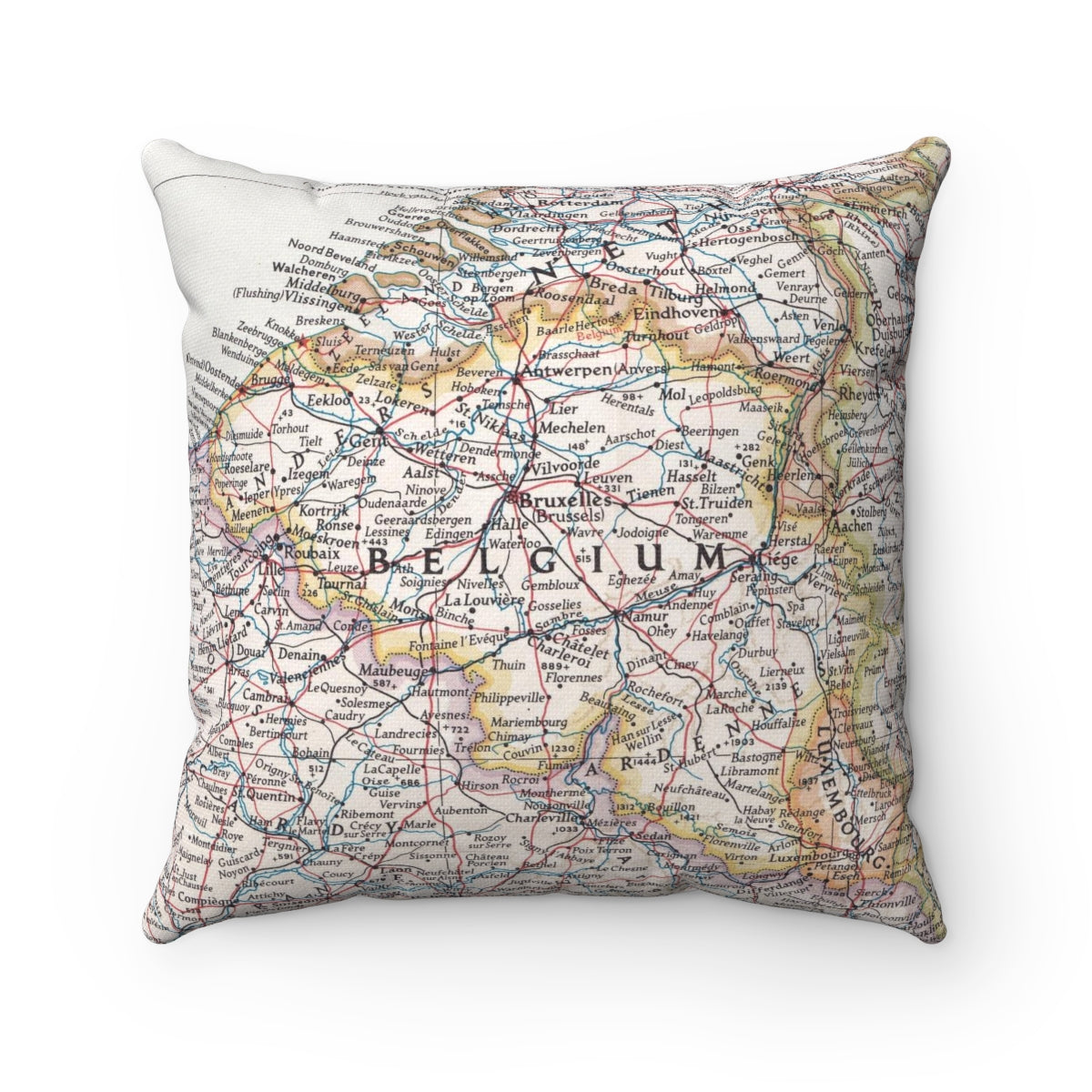 Belgium vintage map pillow