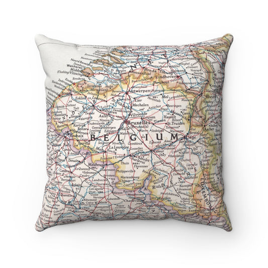 Belgium vintage map pillow