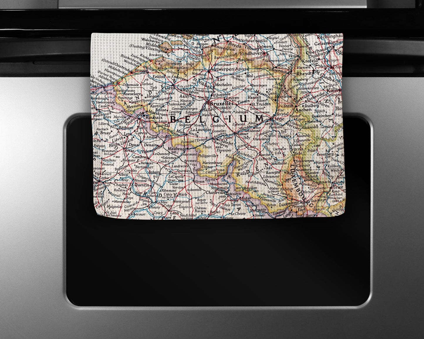 Belgium Map Tea Towel | Waffle-Weave Kitchen Towel Gift