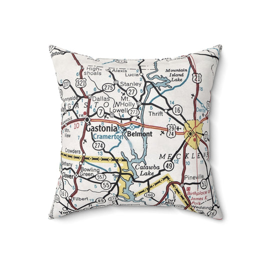 Belmont North Carolina vintage map pillow