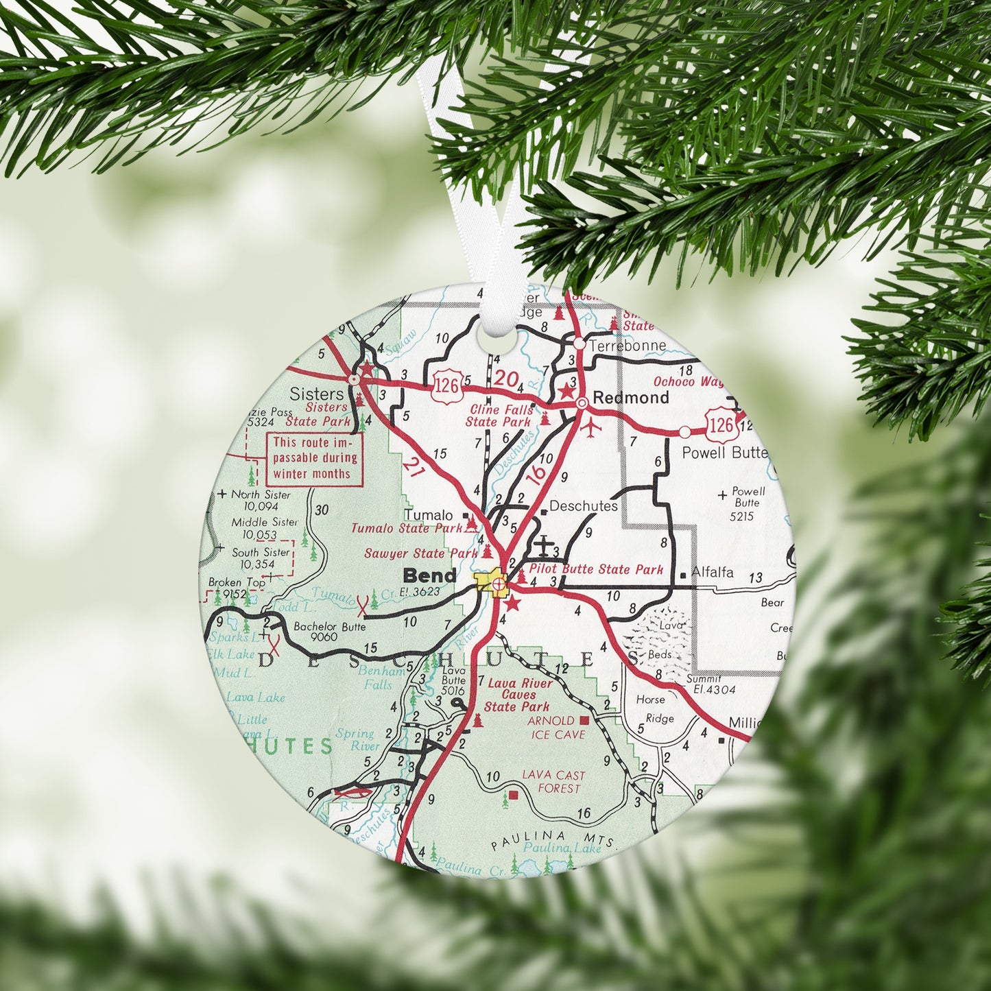 Bend Oregon Vintage Map Ornament
