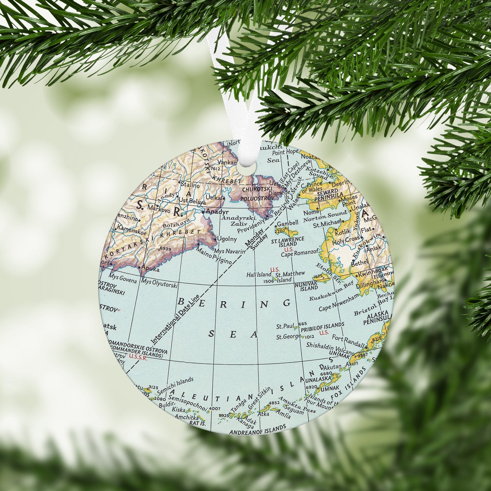 Bering Sea Alaska Vintage Map Ornament