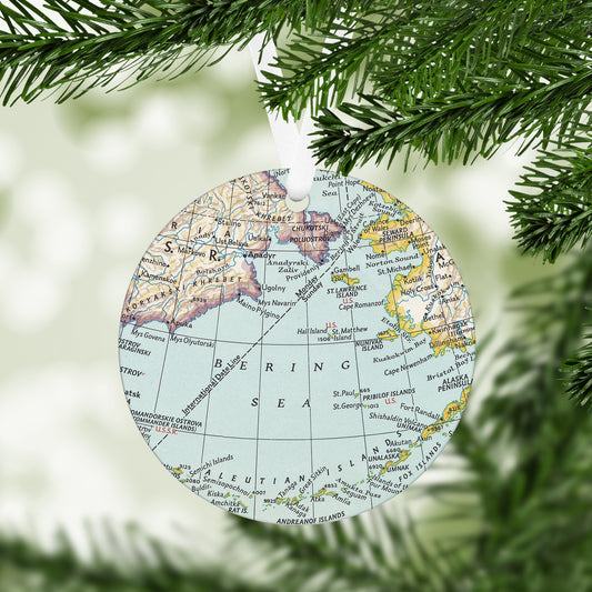 Bering Sea Alaska Vintage Map Ornament