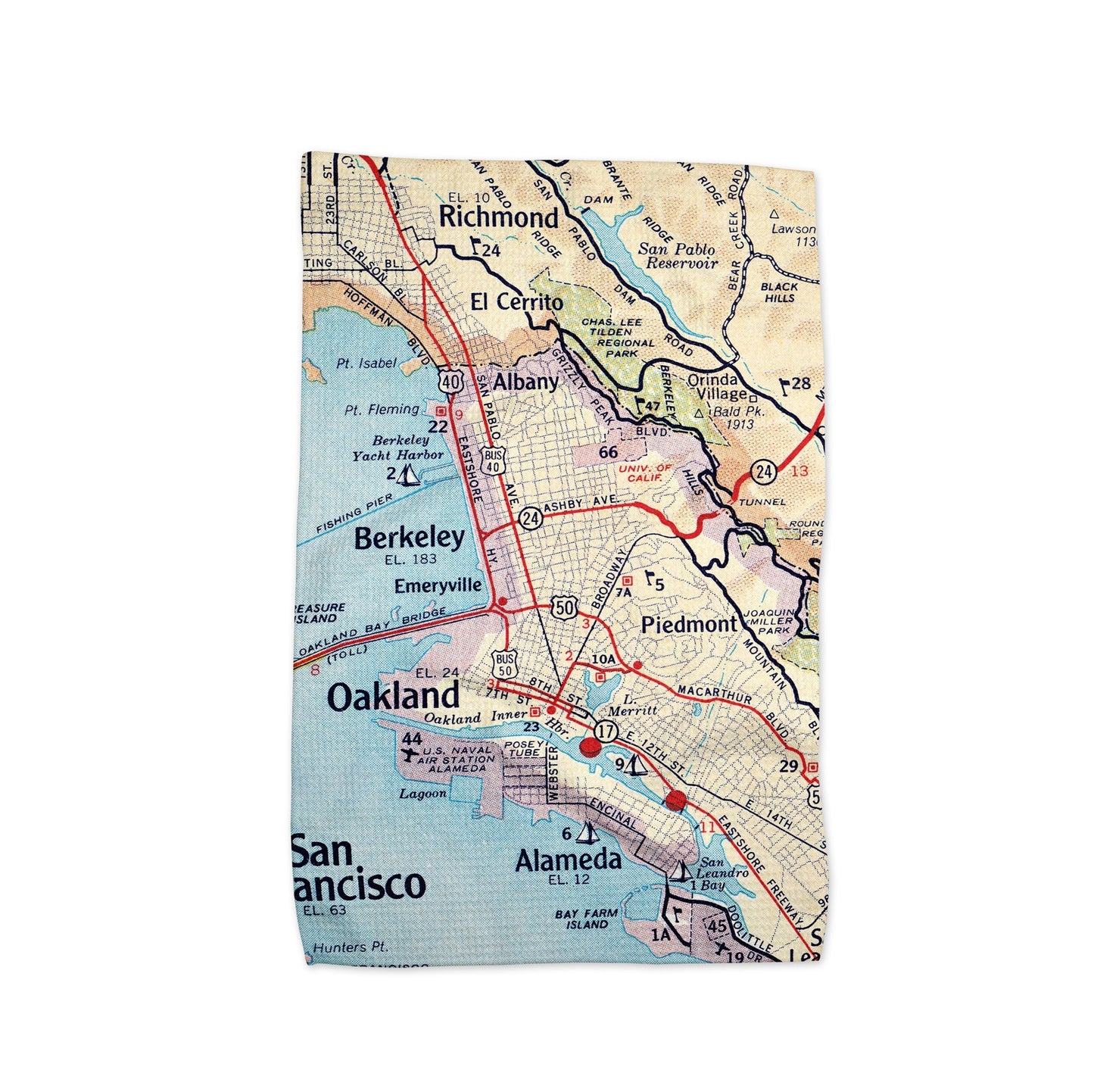 Berkeley California Map Tea Towel | Waffle-Weave Kitchen Towel Gift