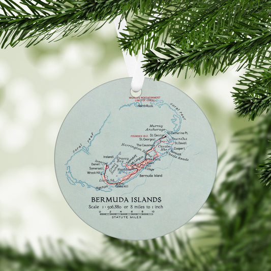 Bermuda Islands Vintage Map Ornament