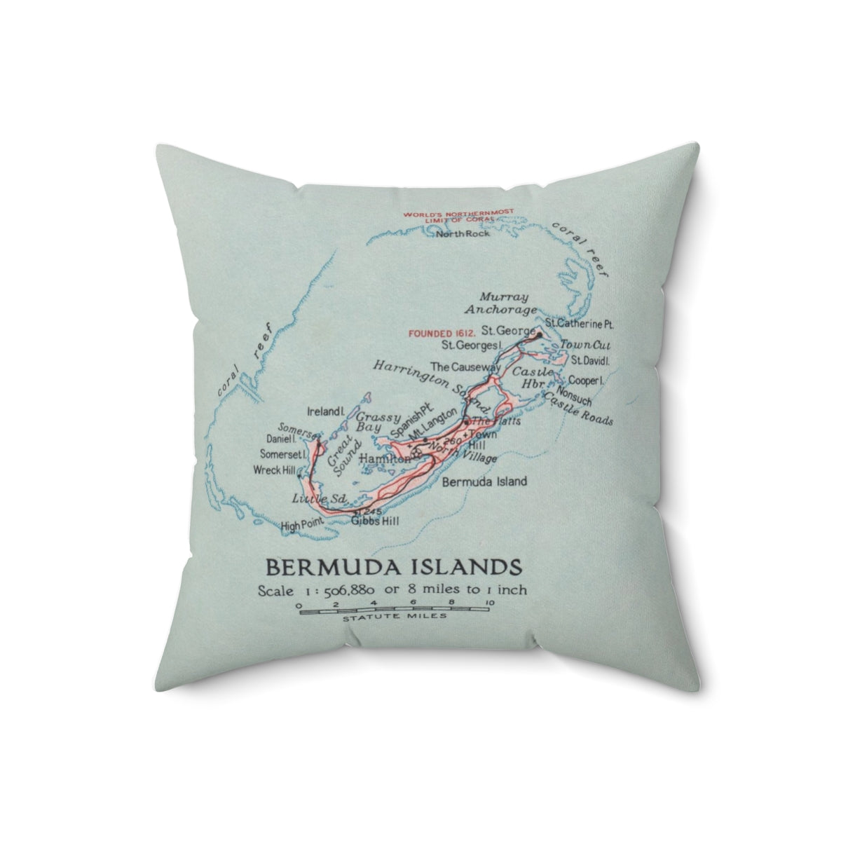 Bermuda vintage map pillow