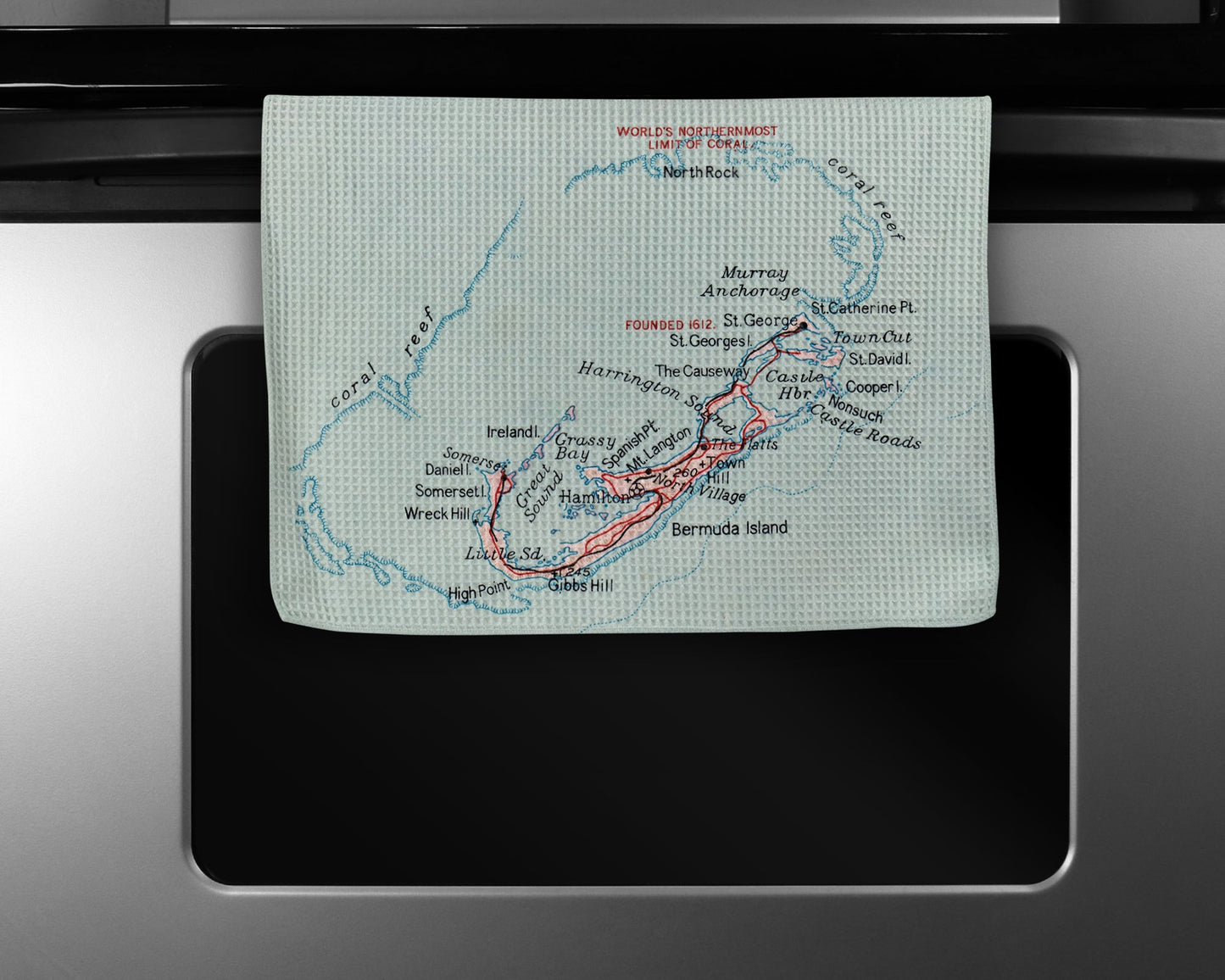 Bermuda Map Tea Towel | Waffle-Weave Kitchen Towel Gift