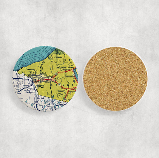 Bessemer Michigan Map Coasters | Set of 4 Vintage Bessemer Michigan Drink Coasters | Travel-Inspired Home Decor