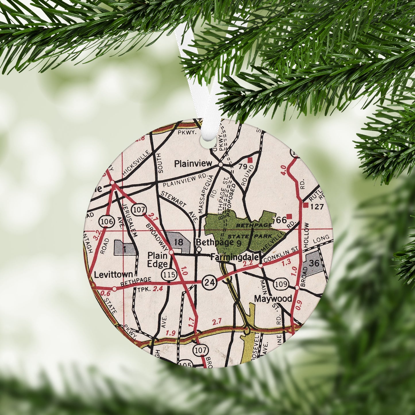 Beth Page New York Vintage Map Ornament