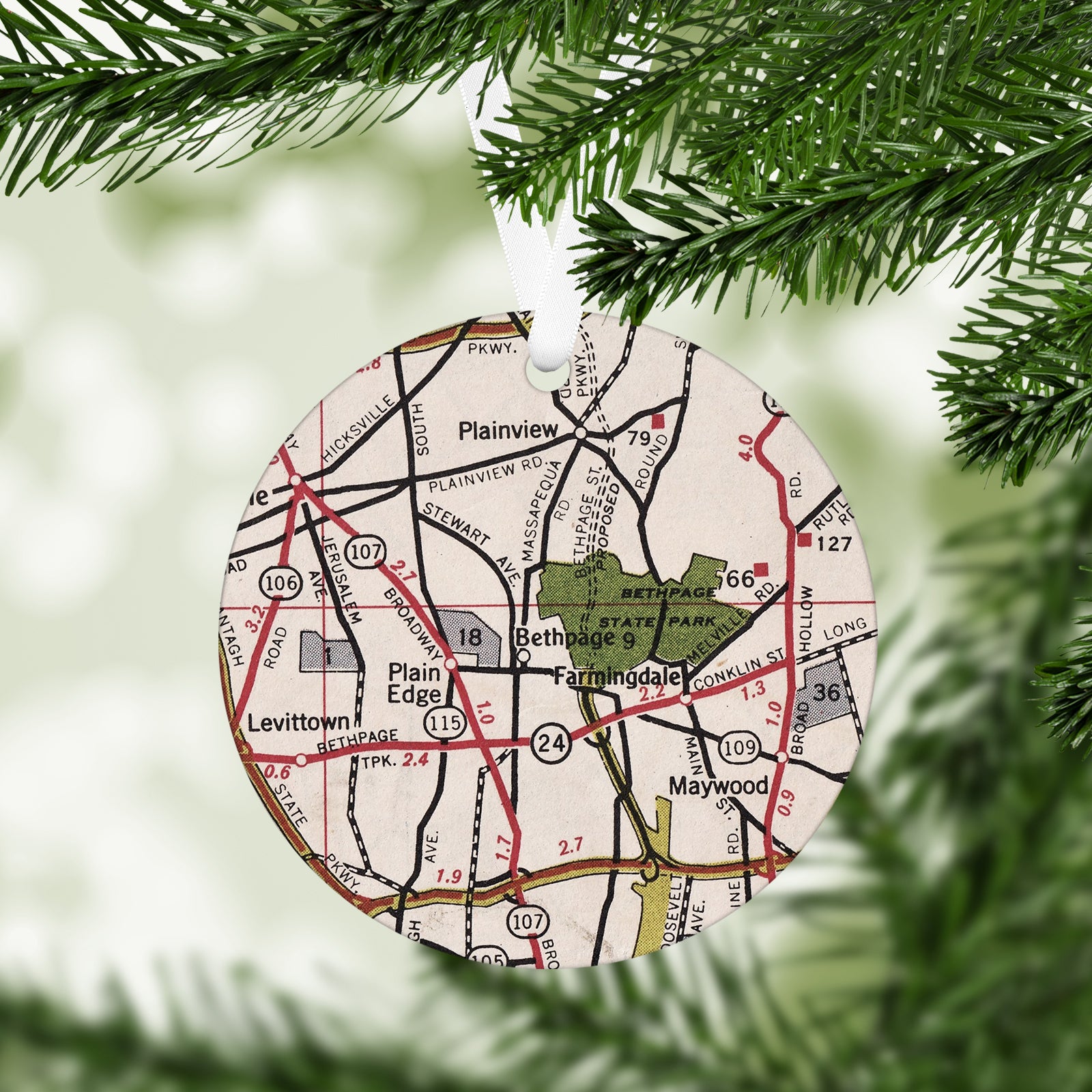 Beth Page New York Vintage Map Ornament