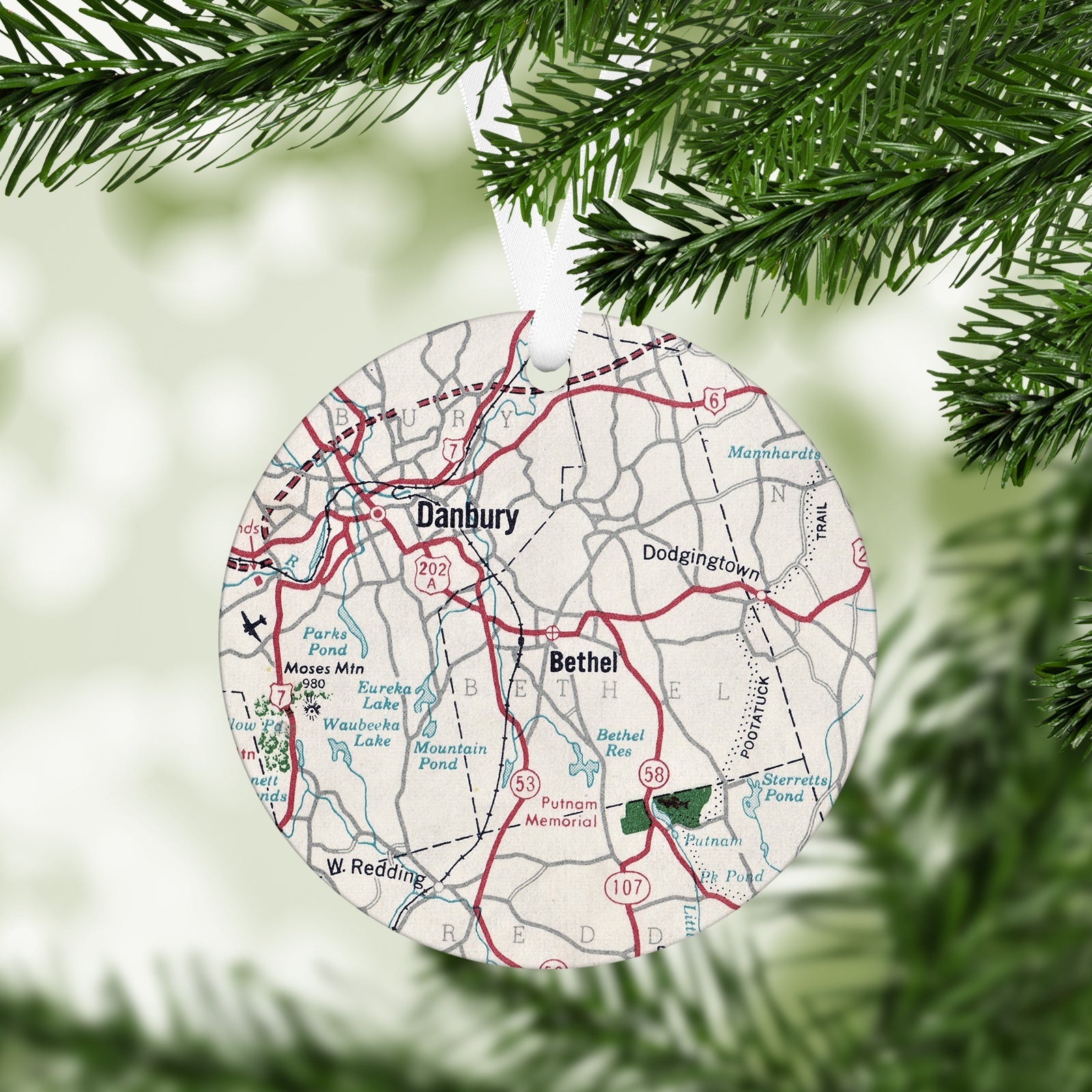Bethel Connecticut Vintage Map Ornament
