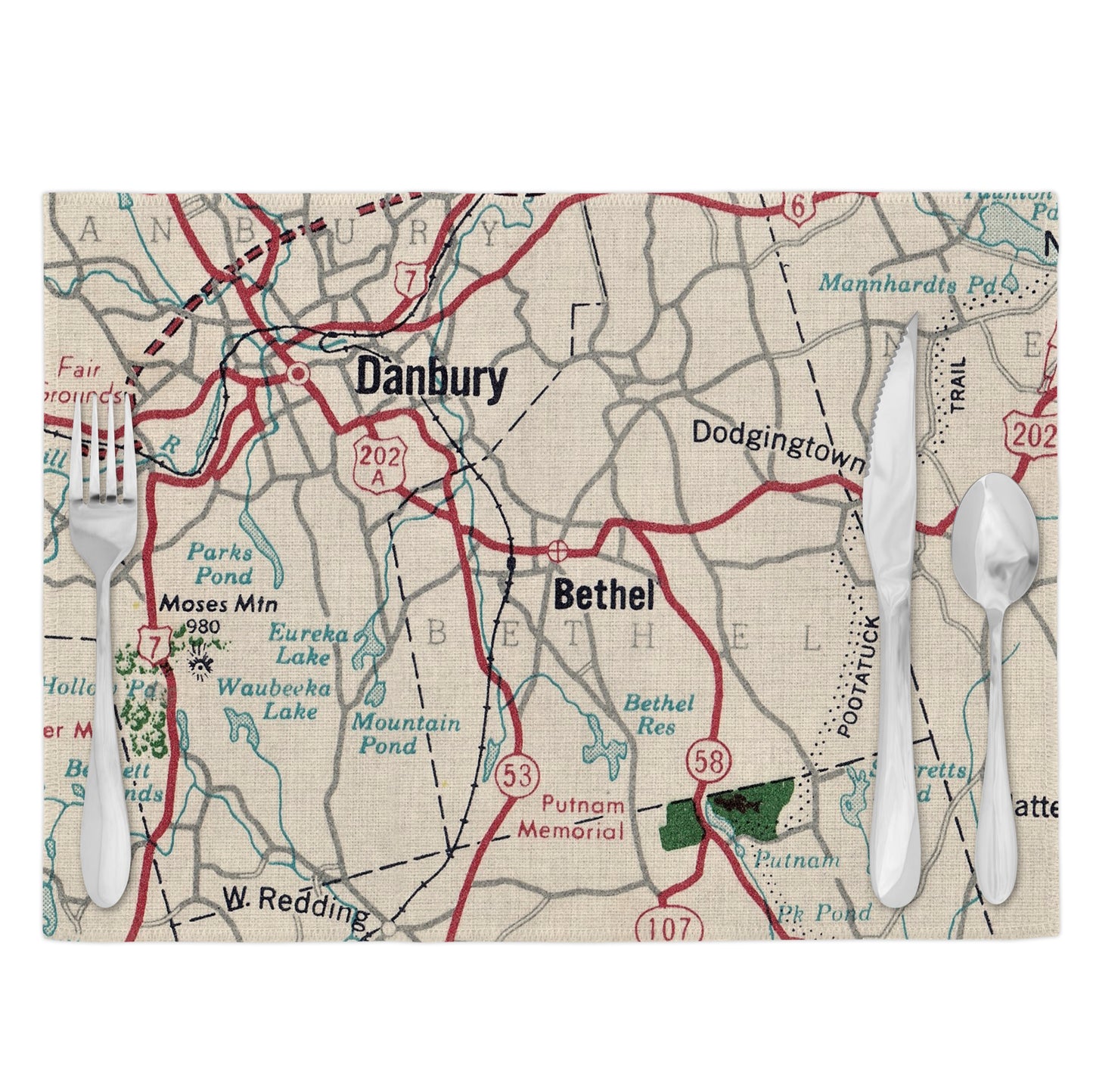 Bethel Connecticut Vintage Map Placemats Set of 4