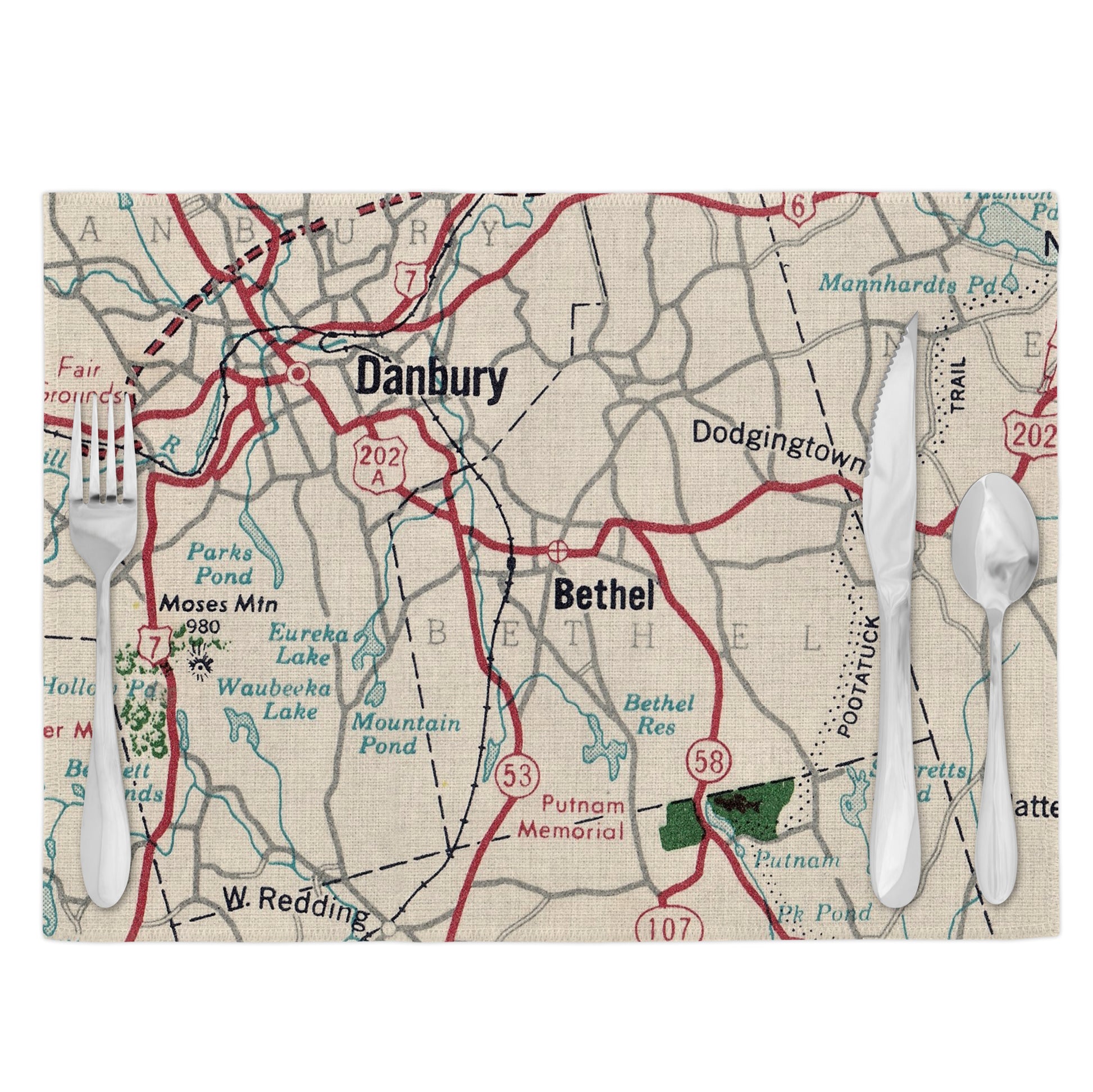 Bethel Connecticut Vintage Map Placemats Set of 4