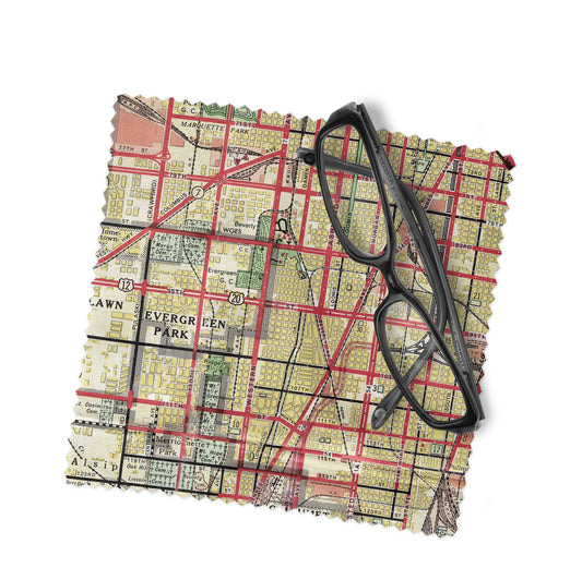Beverly Illinois Map Lens Cloth | Glasses Cleaner | Travel Gift