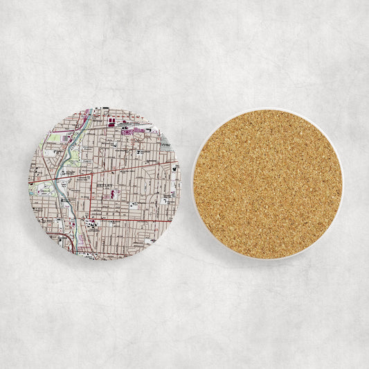 Bexley Ohio Map Coasters | Set of 4 Vintage Bexley Ohio Drink Coasters | Travel-Inspired Home Decor