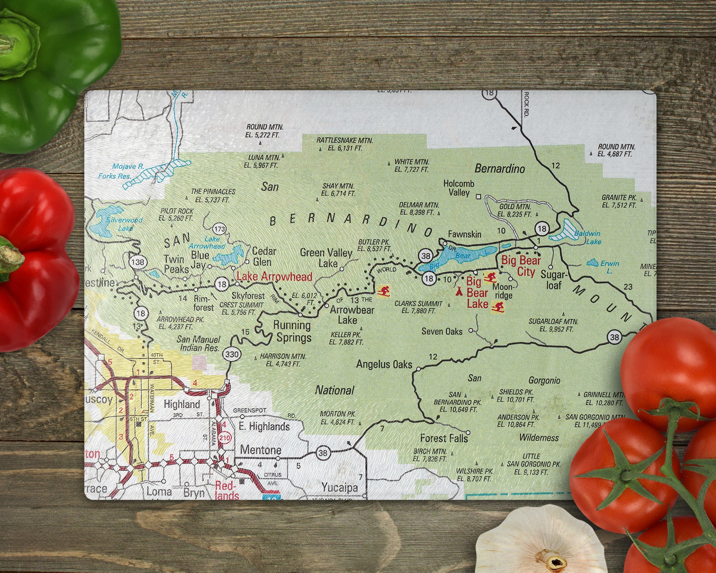 Big Bear California Map Cutting Board | Travel Gift | Kitchen Decor