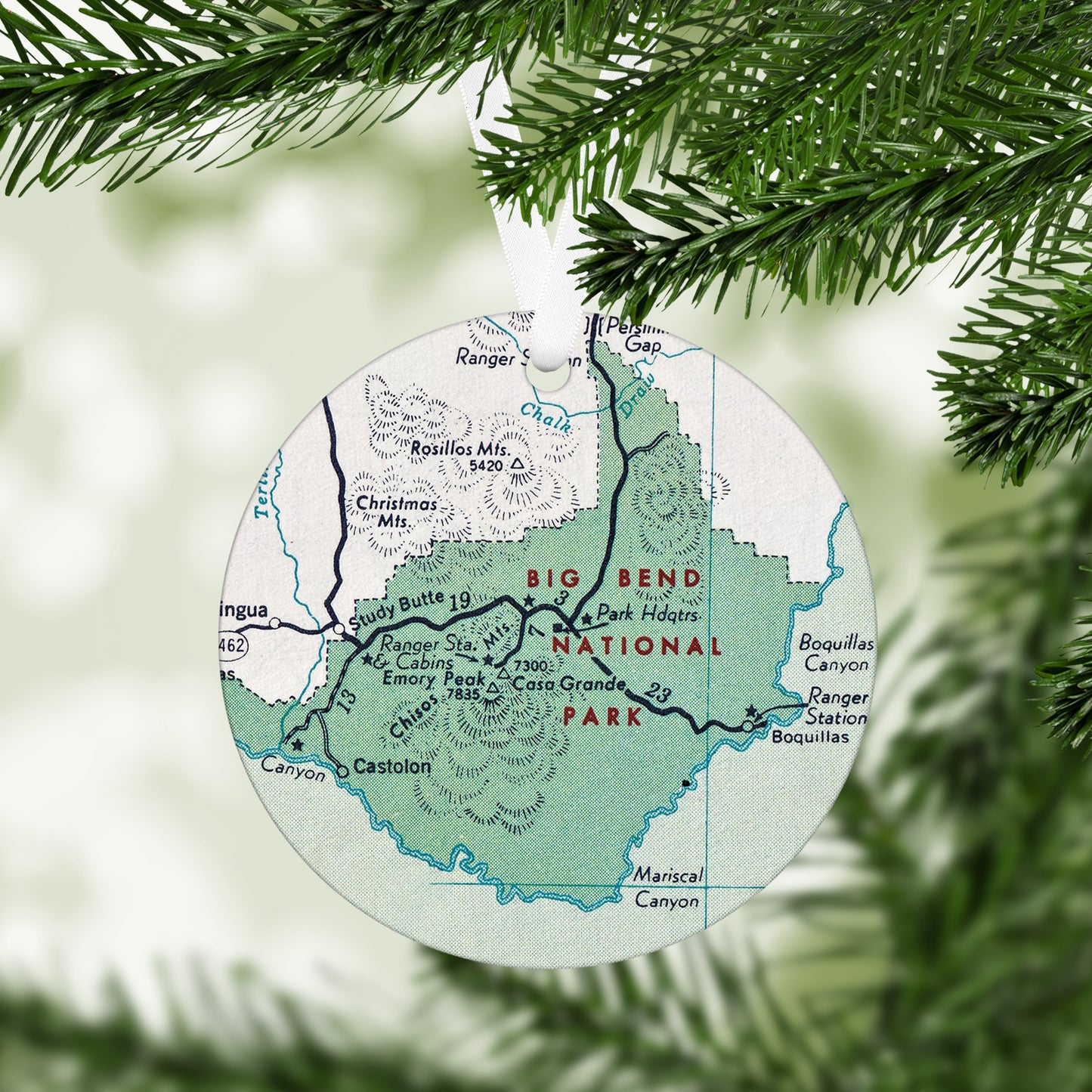 Big Bend National Park Vintage Map Ornament
