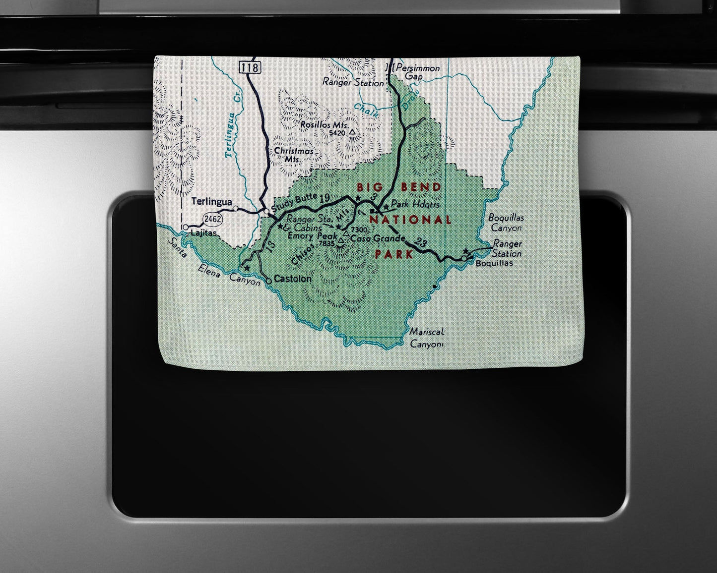 Big Bend National Park Map Tea Towel | Waffle-Weave Kitchen Towel Gift