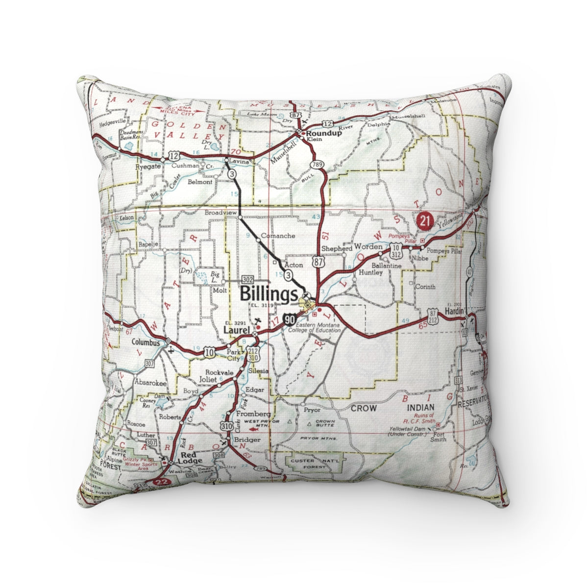 Billings Montana vintage map pillow