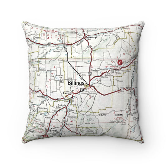 Billings Montana vintage map pillow