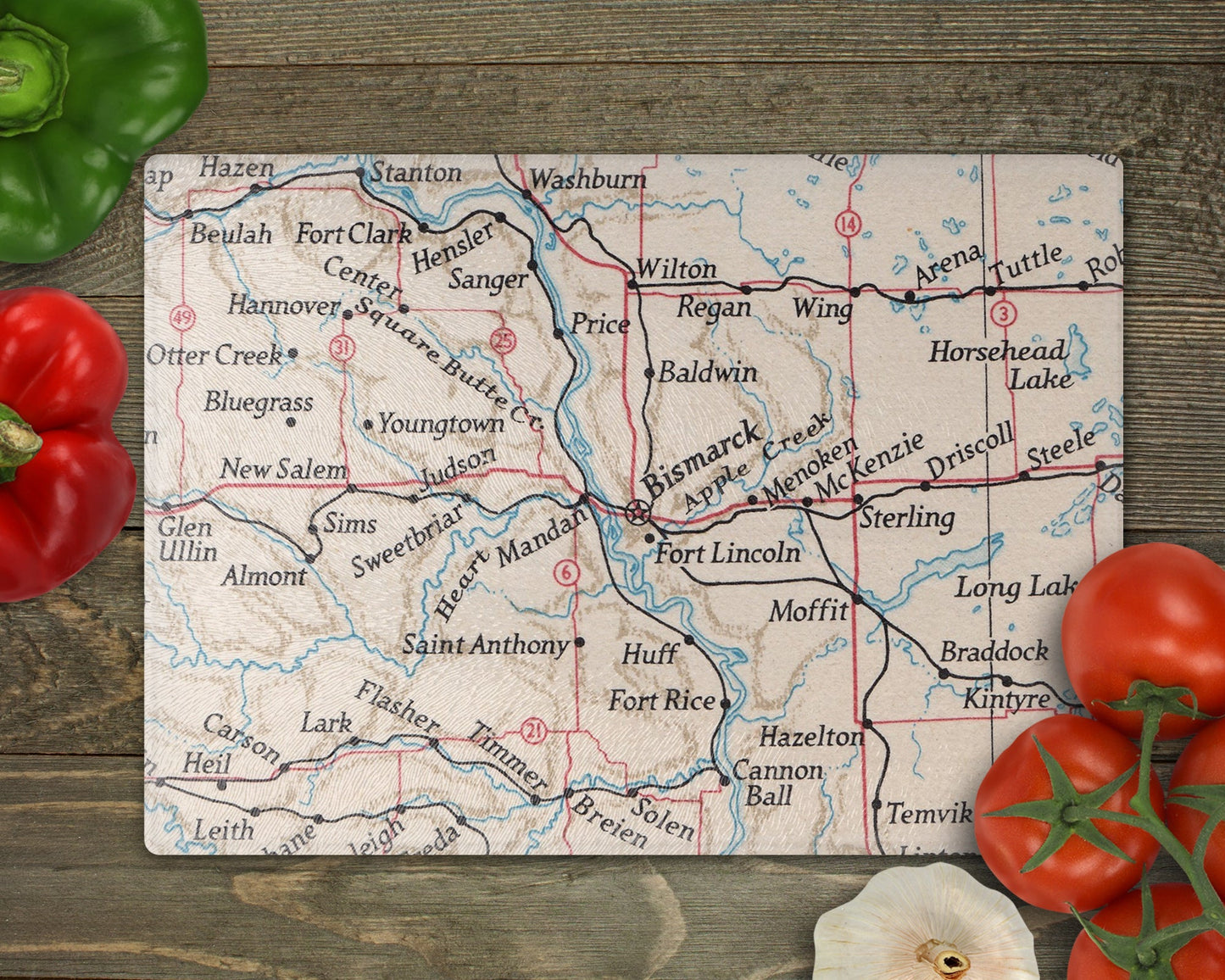 Bismarck North Dakota Map Cutting Board | Travel Gift | Kitchen Decor