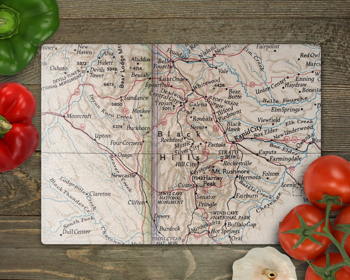 Black Hills South Dakota Map Cutting Board | Travel Gift | Kitchen Decor